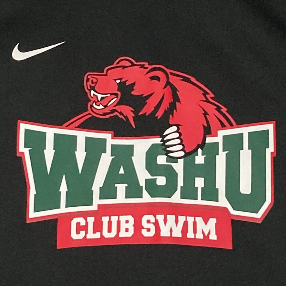 Nike WASHU Club Swim Hoodie Men’s L Black Red Bear Sweatshirt